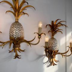 Maison Charles Pair of Maison Charles Gilt Silver Pineapple Wall Lights - 3042075