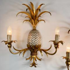 Maison Charles Pair of Maison Charles Gilt Silver Pineapple Wall Lights - 3042076