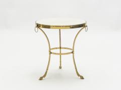 Maison Charles Pair of Neoclassical Maison Charles brass marble gueridon tables 1970s - 1054869