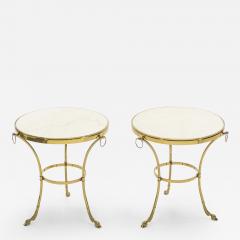 Maison Charles Pair of Neoclassical Maison Charles brass marble gueridon tables 1970s - 1055991