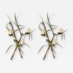 Maison Charles Pair of bronze Bamboo sconces by Maison Charles - 1722365