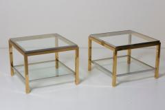 Maison Charles Set of Two Brass and Chrome Side or Coffee Tables by Maison Charles - 701134