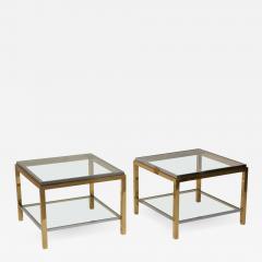 Maison Charles Set of Two Brass and Chrome Side or Coffee Tables by Maison Charles - 703646