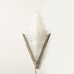 Maison Degu Pair Art Deco Silvered Bronze and Frosted Glass Sconces Signed Degue - 3108548