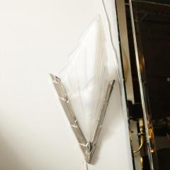 Maison Degu Pair Art Deco Silvered Bronze and Frosted Glass Sconces Signed Degue - 3108682