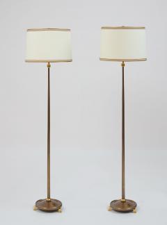 Maison Delisle Pair of Neoclassical Floor Lamps Oxidized Gilt Bronze France 1950s - 4025032