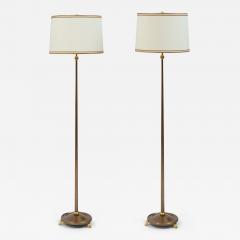 Maison Delisle Pair of Neoclassical Floor Lamps Oxidized Gilt Bronze France 1950s - 4031154