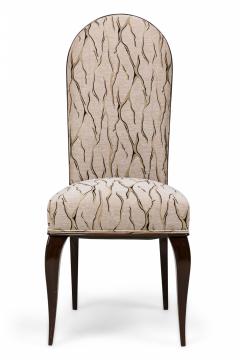 Maison Dominique Dominique et Cie Mahogany Beige and Gold Patterned Upholstered Side Chairs - 4274219