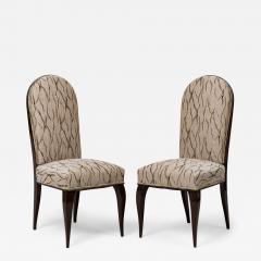 Maison Dominique Dominique et Cie Mahogany Beige and Gold Patterned Upholstered Side Chairs - 4298109