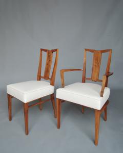 Maison Dominique Set of 8 Fine French Art Deco Walnut Chairs by Dominique 6 Side and 2 Arm  - 4273170