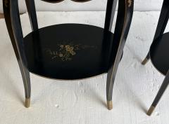 Maison Hirch Pair of bedside tables signed black lacquered with gilt Chinese decoration - 4820834