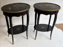 Maison Hirch Pair of bedside tables signed black lacquered with gilt Chinese decoration - 4820877