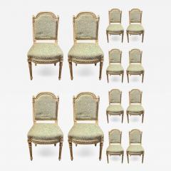 Maison Jansen 12 Paint Decorated Louis XVI Style Side Dining Chairs Finely Carved - 2492487