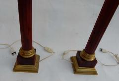 Maison Jansen 1950 1970 Pair of Maison Jansen Lamps Gilt Bronze and Bakelite Amber Color - 2323017