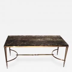 Maison Jansen 1950 MAISON JANSEN BRASS COFFEE TABLE WITH BLACK MARBLE TOP - 798097