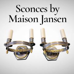 Maison Jansen 1960s Patinated brass sconces by Maison Jansen - 4532894