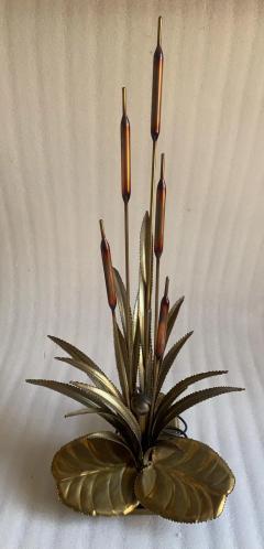 Maison Jansen 1970 Brass Reed Lamp in the Style of Maison Jansen - 2910147