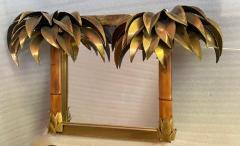 Maison Jansen 1970 Illuminating Palm and Bamboo Tree Mirror in Brass Unique An Original Piece - 2534297