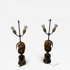 Maison Jansen 1970 Pair of Lamps Palm or Coconut Tree with Coconut Style Jansen or Charles - 2325306