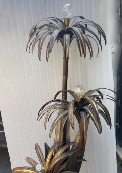 Maison Jansen 1970 Palm Tree Floor Lamp in Brass Maison Jansen 3 Heads In The Style Brutalist - 2534268