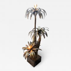 Maison Jansen 1970 Palm Tree Floor Lamp in Brass Maison Jansen 3 Heads In The Style Brutalist - 2536972