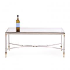 Maison Jansen A French Brass and Steel Coffee Table in the manner of Maison Jansen C 1960 - 4323809