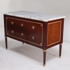 Maison Jansen A Pair of Louis XVI style marble top mahogany commodes signed Jansen C 1940  - 4010817