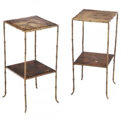 Maison Jansen A Rare Pair of French Bronze Faux Bamboo Tables manner of Maison Jansen  - 4333263