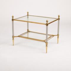 Maison Jansen A pair of French Neoclassical brass and steel side tables with glass tops - 1685393