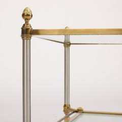 Maison Jansen A pair of French Neoclassical brass and steel side tables with glass tops - 1685418