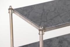 Maison Jansen A rare pair of nickel over bronze French three tier tables with blue grey marble - 2203105