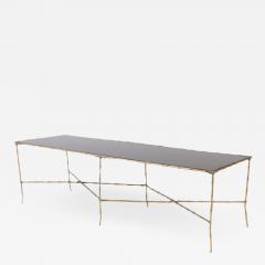 Maison Jansen A very large bronze faux bamboo and black glass top coffee table - 2203591