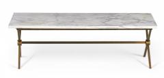 Maison Jansen Brass Frame and Carrara Marble Cocktail Coffee Table manner of Maison Jansen  - 2792859
