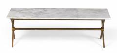 Maison Jansen Brass Frame and Carrara Marble Cocktail Coffee Table manner of Maison Jansen  - 2792864