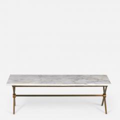 Maison Jansen Brass Frame and Carrara Marble Cocktail Coffee Table manner of Maison Jansen  - 2795024