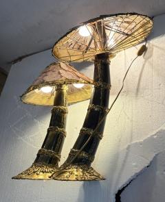 Maison Jansen Brass Mushroom Lamp by Maison Jansen 2 Heads Brutalist Style Duval Brasseur - 4820862