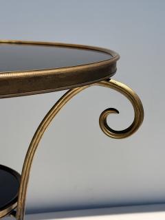 Maison Jansen Brass and Black Granite French Style Gueridon Table - 4699681