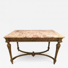 Maison Jansen Center Table or Console Louis XVI Jansen Style Stunning Marble Top Gilt Base - 2602606