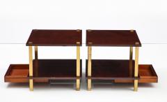 Maison Jansen Chic Pair French Lacquered Wood and Gilt Bronze Side Tables - 2772048