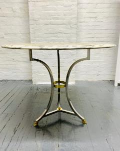 Maison Jansen Chrome and Brass Marble Top Table in the Style of Maison Jansen - 1392647