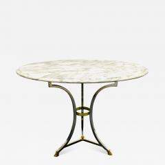 Maison Jansen Chrome and Brass Marble Top Table in the Style of Maison Jansen - 1393189