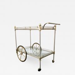 Maison Jansen Chrome and Brass Rolling Bar Cart by Maison Jansen Italy 1970s - 1223737