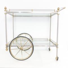 Maison Jansen Chrome and Brass Rolling Bar Cart by Maison Jansen Italy 1970s - 1224707