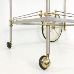 Maison Jansen Chrome and Brass Rolling Bar Cart by Maison Jansen Italy 1970s - 1224743