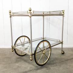 Maison Jansen Chrome and Brass Rolling Bar Cart by Maison Jansen Italy 1970s - 1224778