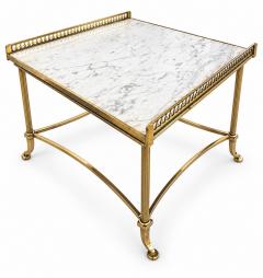 Maison Jansen Circa 1940 Maison Jansen Tripartite Brass Coffee Table with Marble top - 4756828