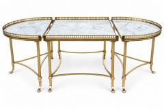 Maison Jansen Circa 1940 Maison Jansen Tripartite Brass Coffee Table with Marble top - 4757620