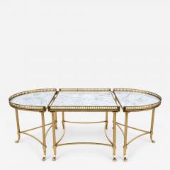 Maison Jansen Circa 1940 Maison Jansen Tripartite Brass Coffee Table with Marble top - 4757621