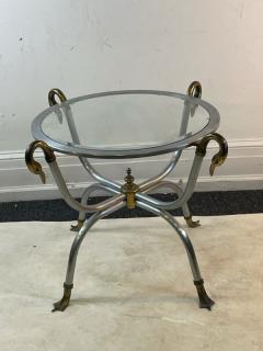 Maison Jansen ELEGANT MODERNIST MAISON JANSEN STEEL AND BRASS SWAN HEAD SIDE TABLE - 2186121