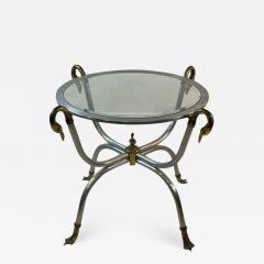 Maison Jansen ELEGANT MODERNIST MAISON JANSEN STEEL AND BRASS SWAN HEAD SIDE TABLE - 2200057